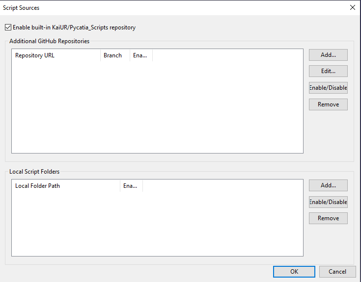 Script Sources Dialog